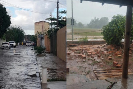 Chuva intensa dcausa estragos e alaga ruas em Piracuruca; não há feridos