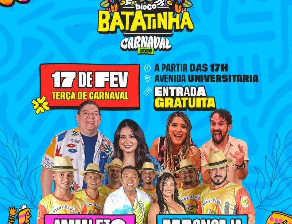 Bloco Batatinha acontece dia 17 de fevereiro na Avenida Universitária